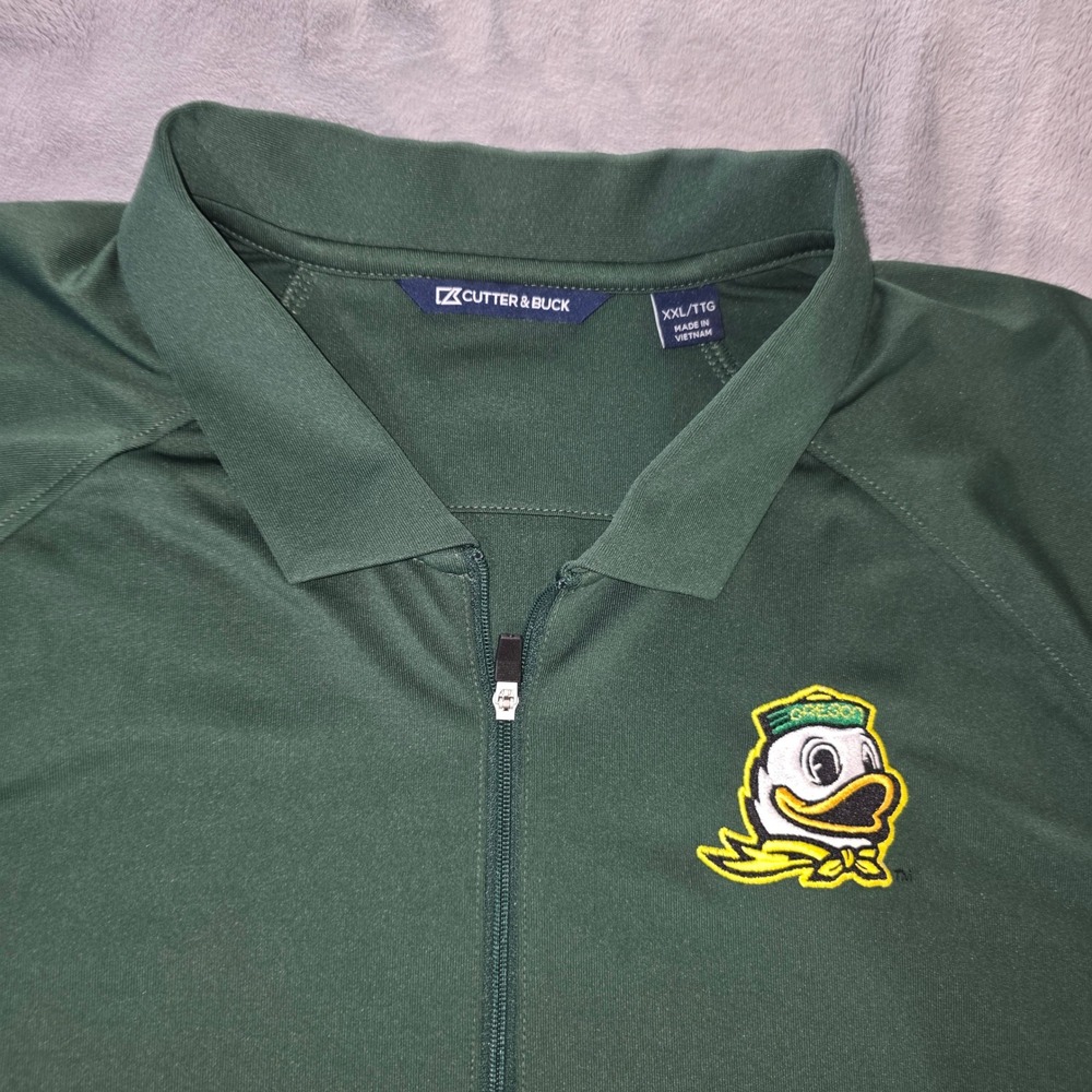 Cutter & Buck Oregon Ducks Womens XXL Green Quarter Zip Polo Shirt NCAA Golf